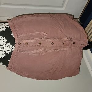 Rust colored button up mini skirt